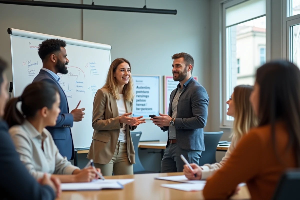 Groupe de jeunes adultes participant à un atelier en salle de formation