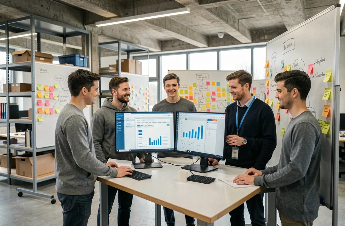 Étudiants en travail collaboratif dans un espace moderne de l'ESCP Business School campus Grenoble