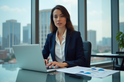 Femme d'affaires en réunion dans un bureau moderne