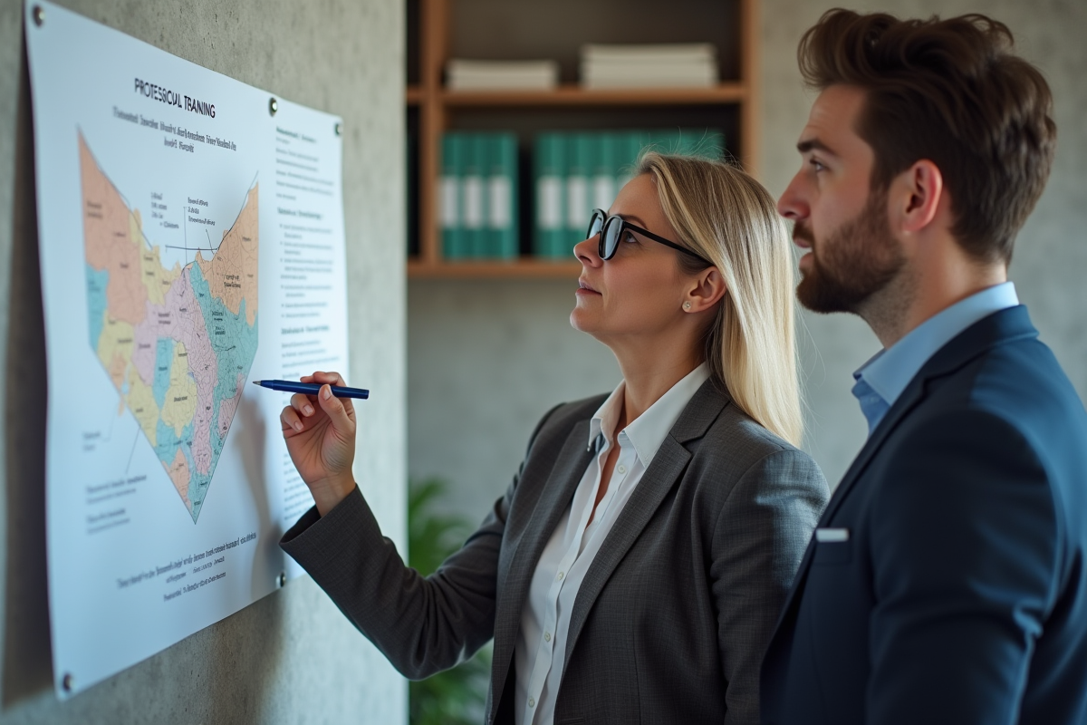 Femme administratrice expliquant un graphique de formation professionnelle