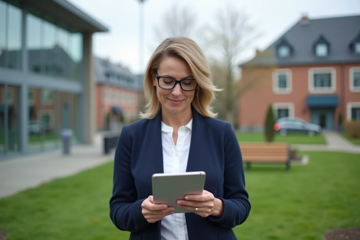 Femme ajuste les param&egrave;tres de l