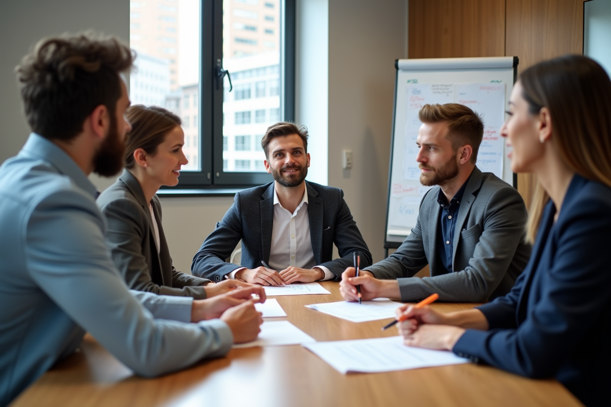 Groupe de personnes en réunion de formation en intérieur