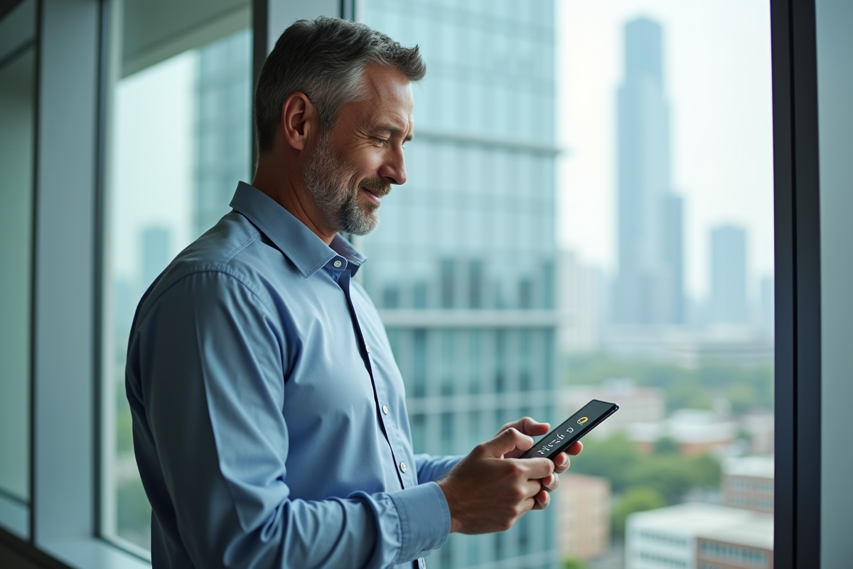 Homme professionnel vérifiant une checklist sur tablette dans un bureau