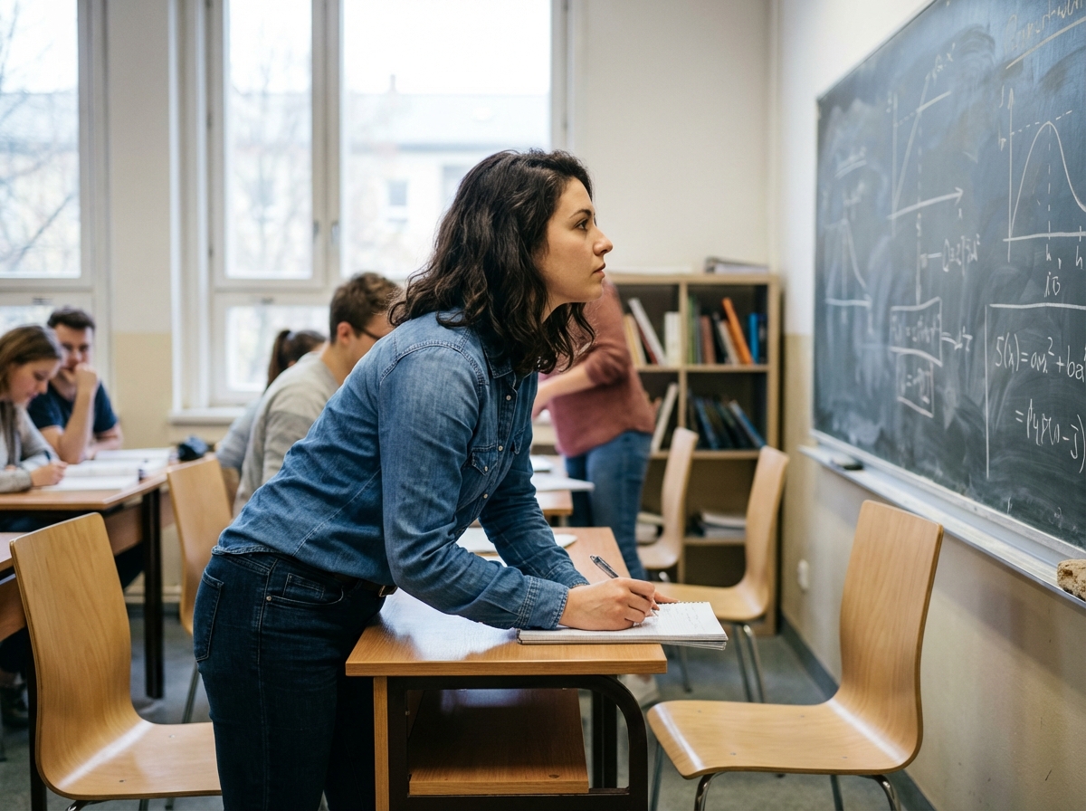 Jeune femme concentrée prenant des notes en classe