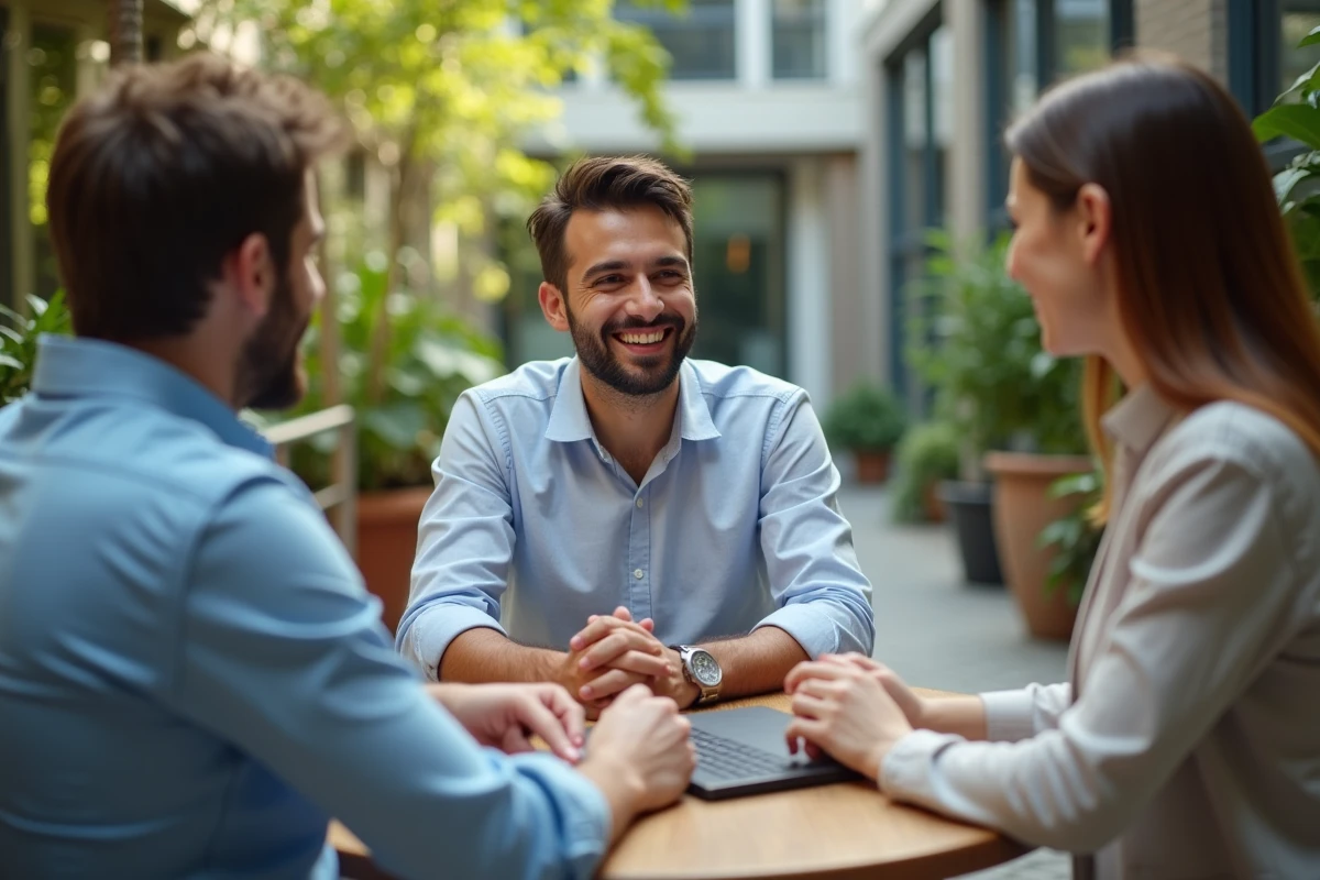 Jeune leader en extérieur dans une cour d
