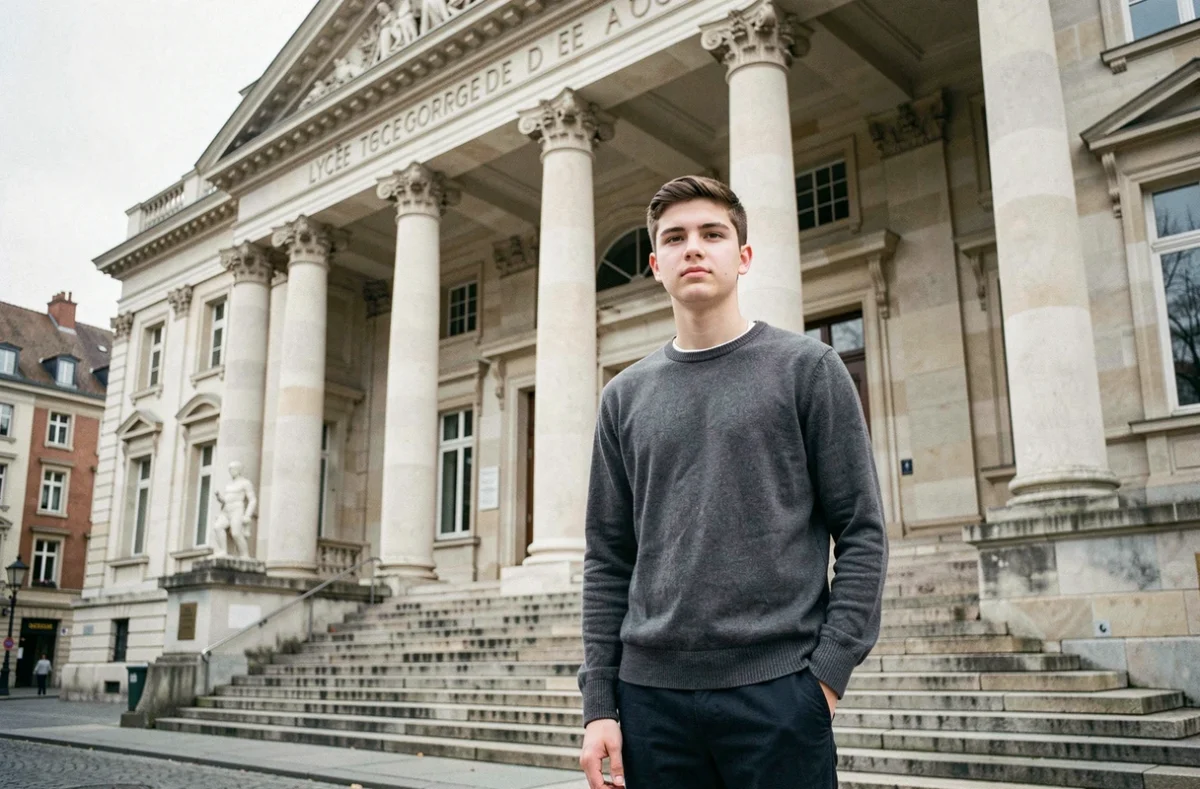 Un lycéen pose devant la façade néoclassique imposante du Lycée Georges de La Tour à Metz, dixième meilleur lycée du Grand Est au classement 2026.