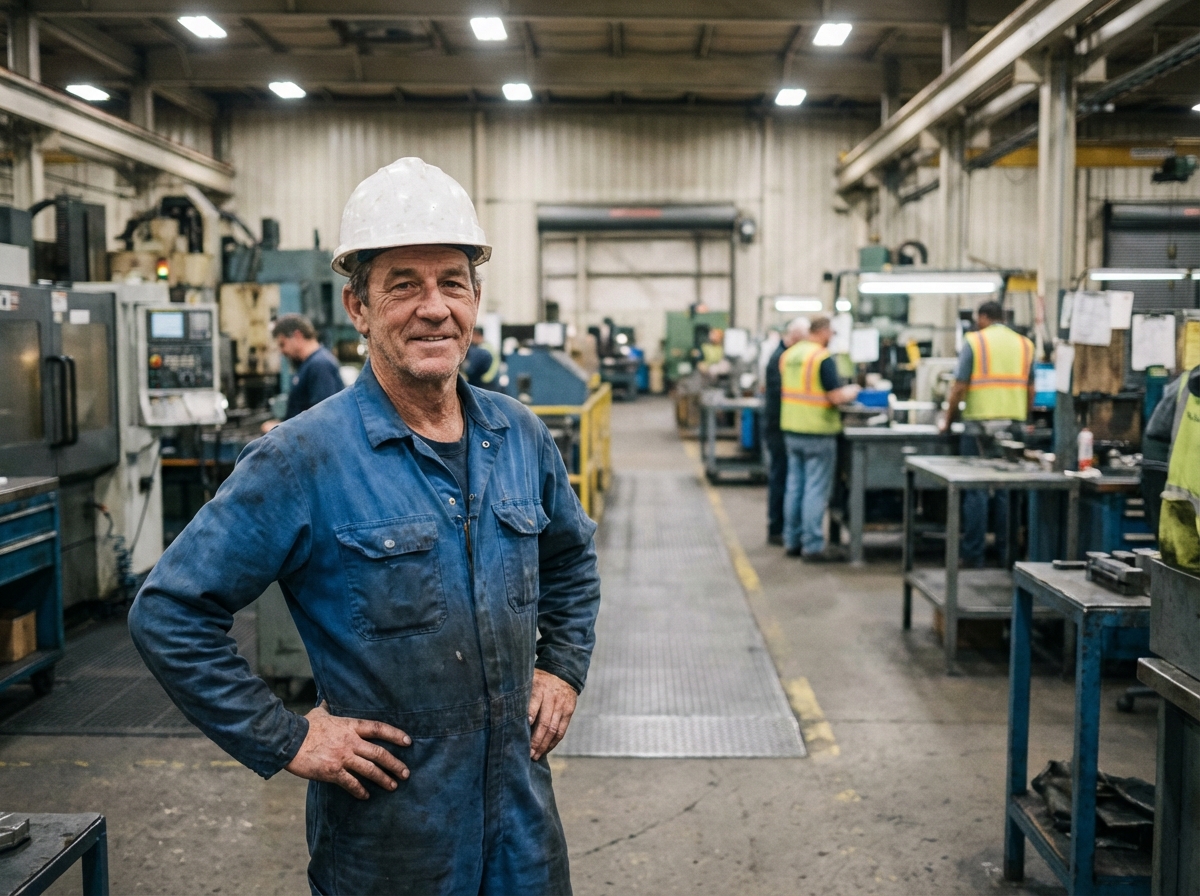 Homme en combinaison industrielle sur un site de fabrication