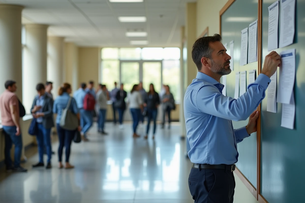Professeur affichant les r&eacute;sultats d