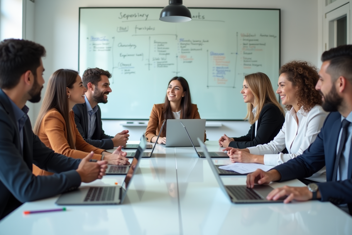 Groupe de professionnels en réunion d