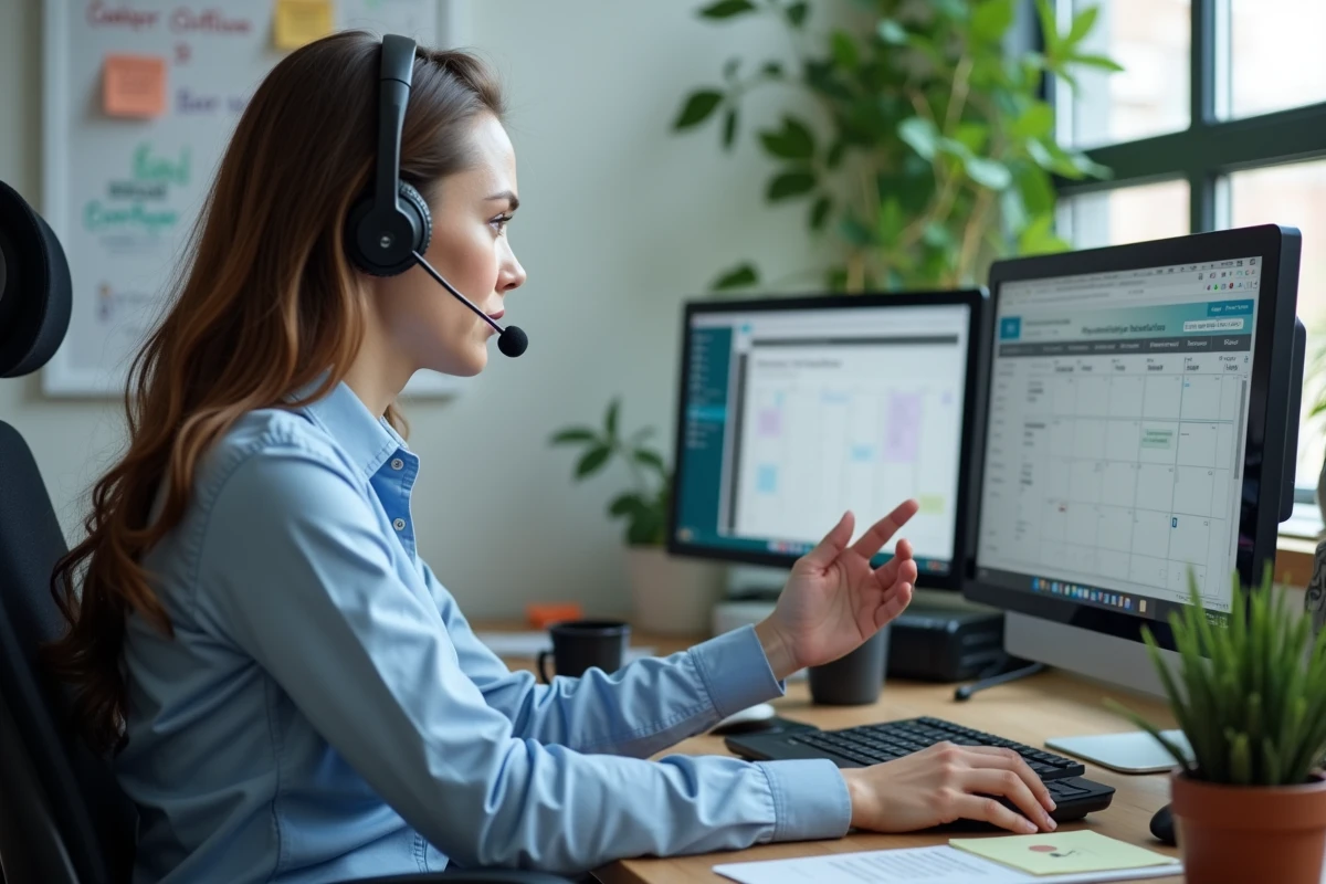Conseillère du support informatique universitaire aidant à résoudre un problème d'accès à la plateforme EduServices