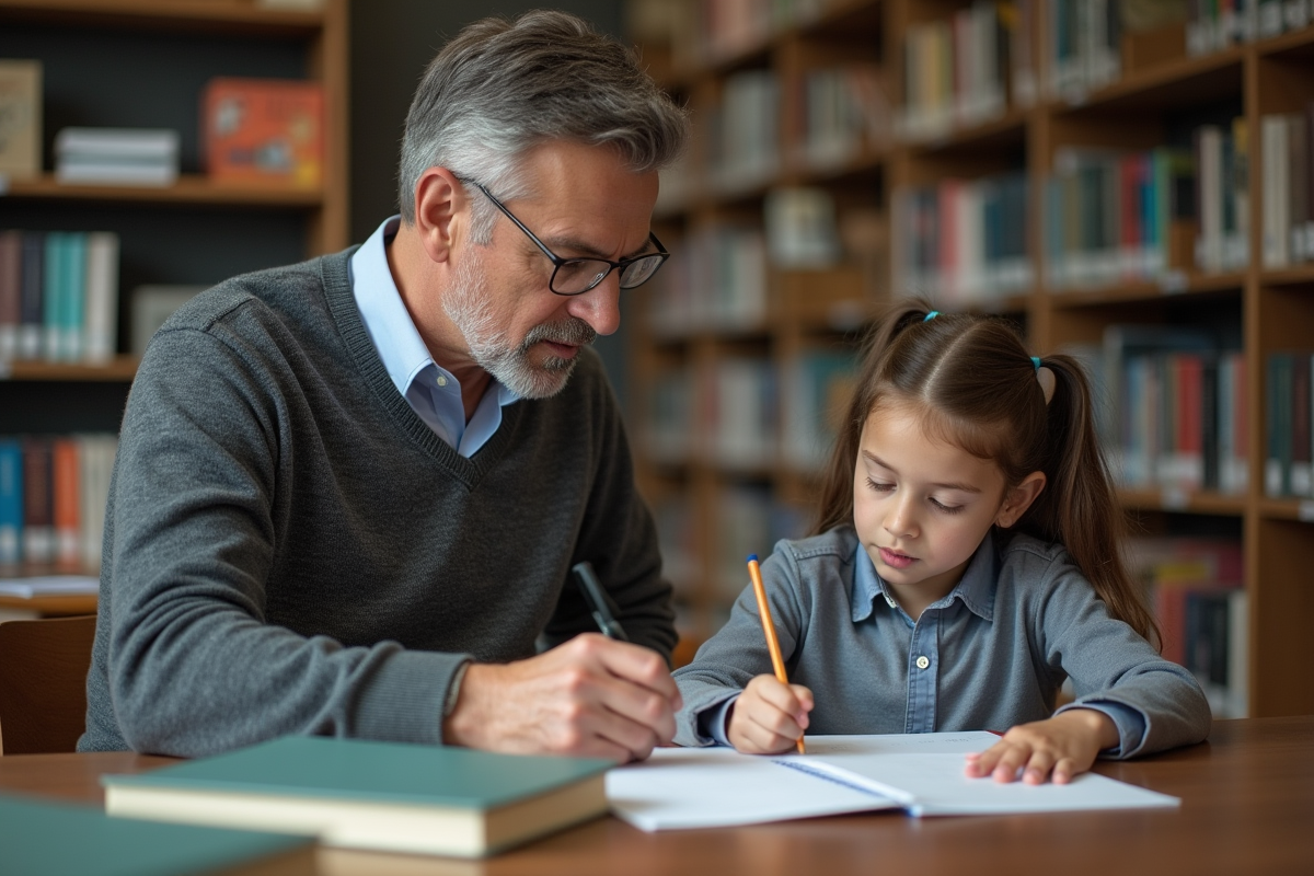Tuteur et élève concentrés lors d